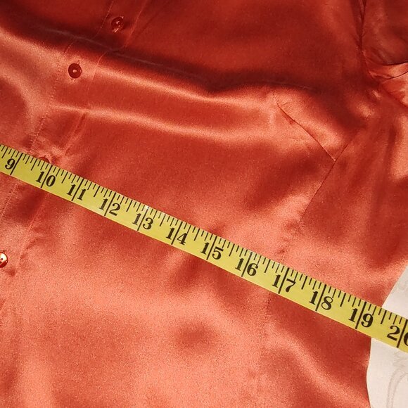 PURE COLLECTION 100% SILK L/S BLOUSE SHIRT TAIL HEM RICH ORANGE US 8-10 - Picture 8 of 13